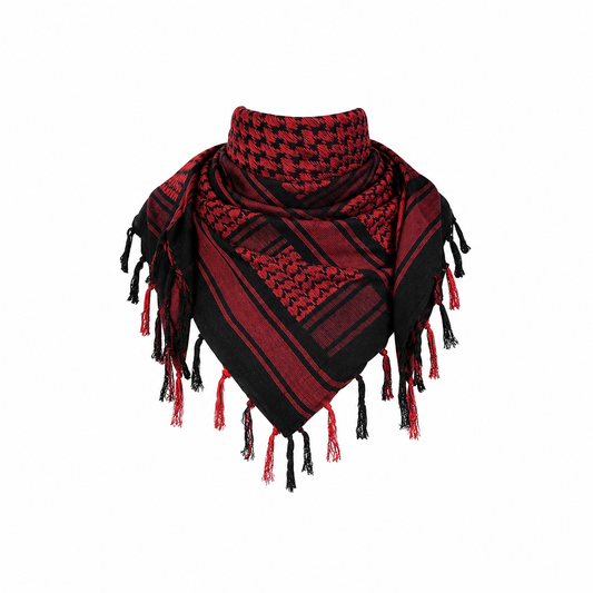 Raymass Premium Black & Red Shemagh Cotton Scarf – Luxury Arabic Keffiyeh for Men & Women