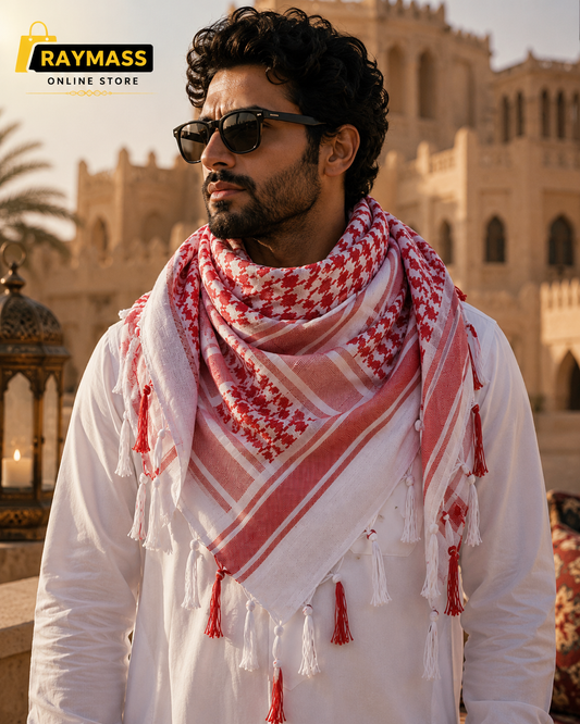 Raymass Premium Arabic Shemagh Scarf Collection – 100% Cotton Keffiyeh for Men & Women | Multiple Colors