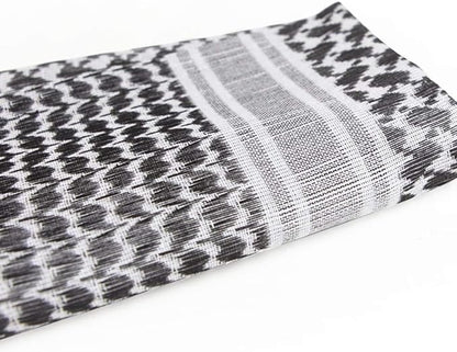 Raymass Classic Black & White Shemagh Scarf – Luxury Arabic Keffiyeh for Men & Women