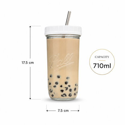 710ml Boba Glass Cup With Lid & Straw