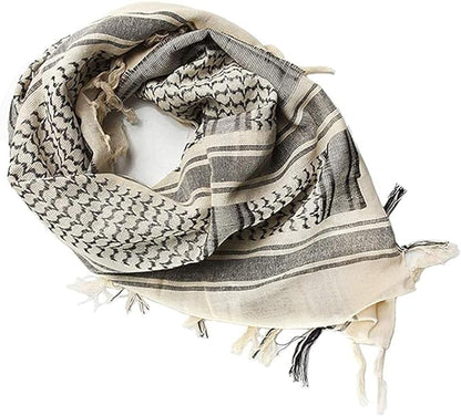 Raymass Premium Beige Shemagh Scarf – Luxury Arabic Keffiyeh for Men & Women