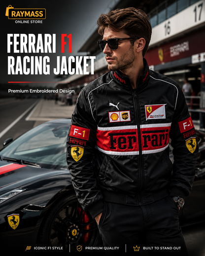 Ferrari F1 Racing Jacket for Men – Premium Embroidered Bomber Jacket