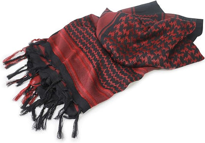 Raymass Premium Black & Red Shemagh Cotton Scarf – Luxury Arabic Keffiyeh for Men & Women