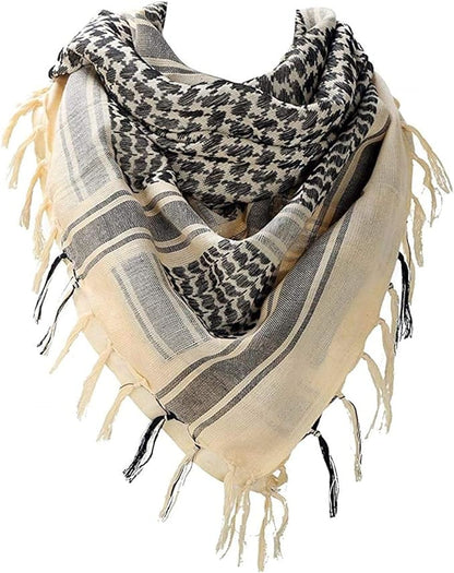 Raymass Premium Beige Shemagh Scarf – Luxury Arabic Keffiyeh for Men & Women