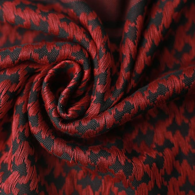 Raymass Premium Black & Red Shemagh Cotton Scarf – Luxury Arabic Keffiyeh for Men & Women