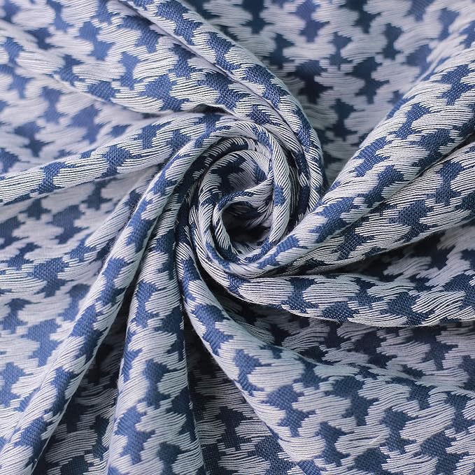 Raymass Premium White & Blue Shemagh Scarf – 100% Cotton Luxury Arabic Keffiyeh for Men & Women