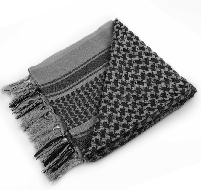 Raymass Premium Grey Shemagh Scarf – Luxury Arabic Keffiyeh for Men & Women