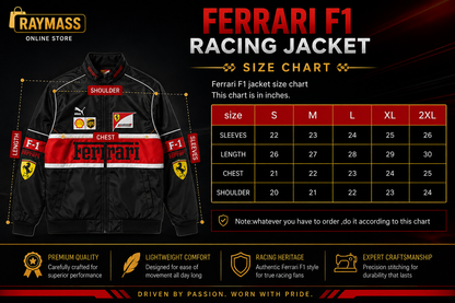 Ferrari F1 Racing Jacket for Men – Premium Embroidered Bomber Jacket