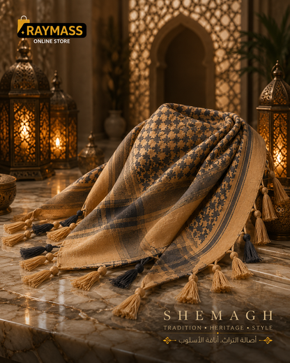 Raymass Premium Brown Shemagh Scarf – 100% Cotton Luxury Arabic Keffiyeh for Men & Women