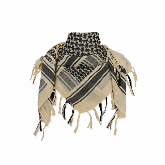 Raymass Premium Beige Shemagh Scarf – Luxury Arabic Keffiyeh for Men & Women