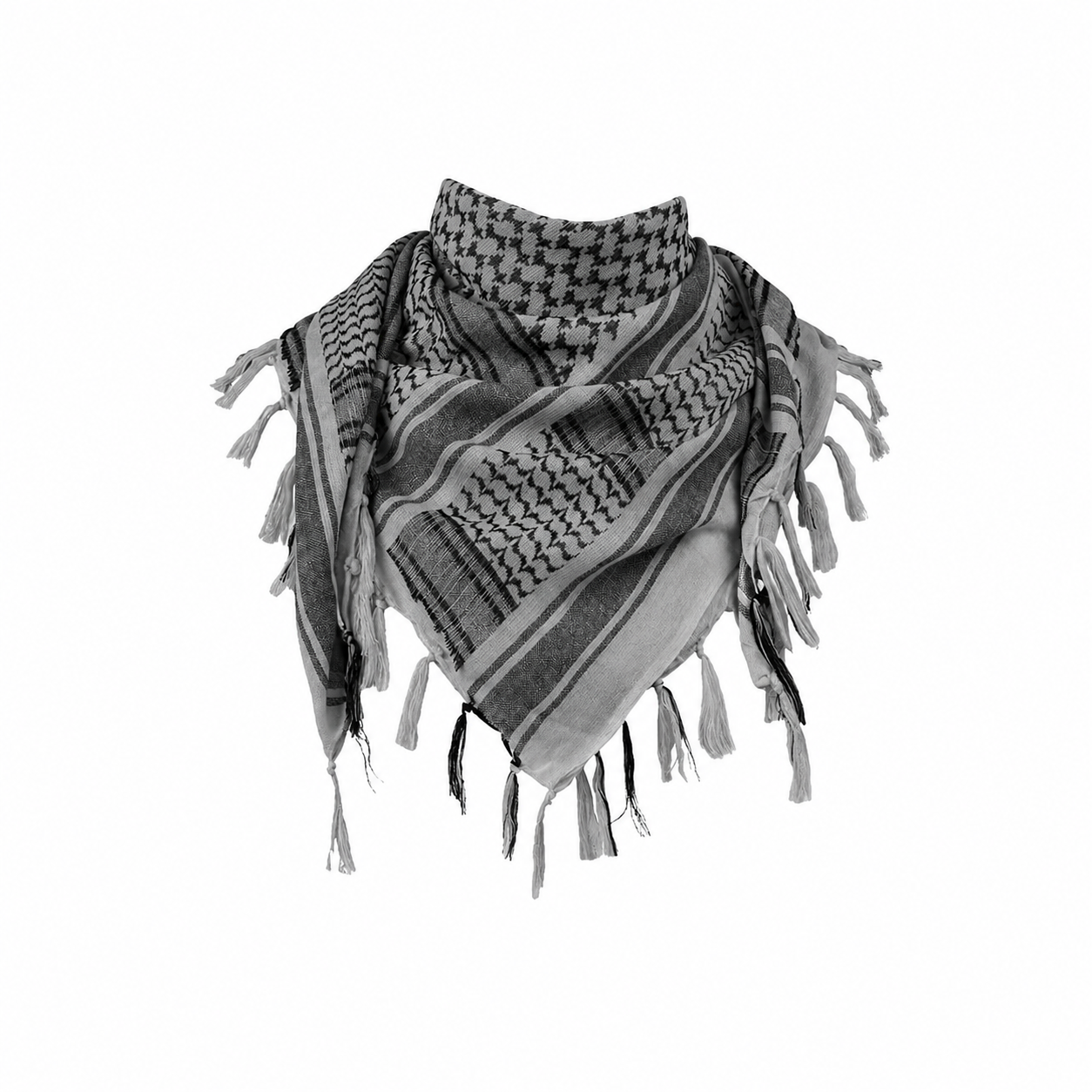 Raymass Premium Grey Shemagh Scarf – Luxury Arabic Keffiyeh for Men & Women
