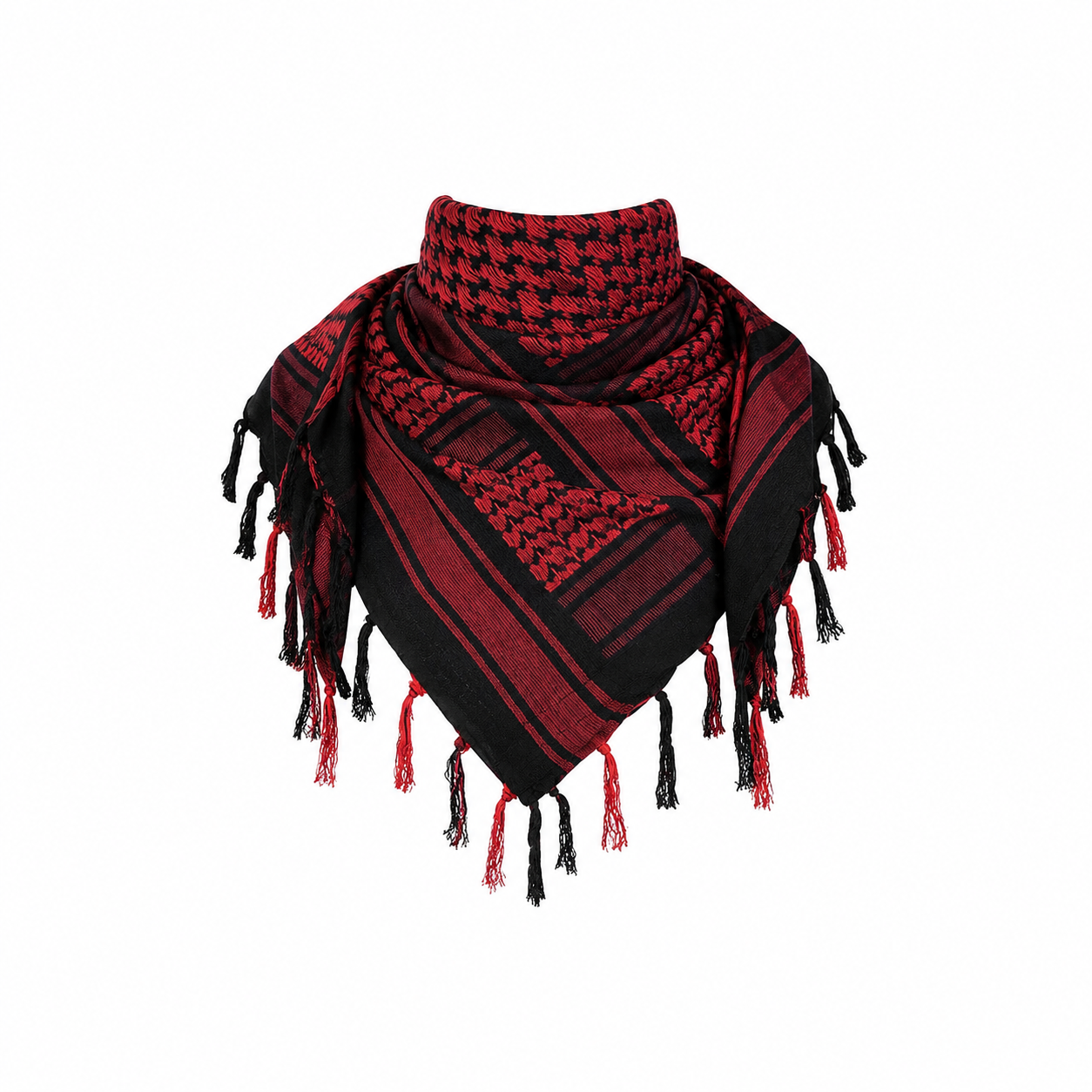 Raymass Premium Black & Red Shemagh Cotton Scarf – Luxury Arabic Keffiyeh for Men & Women