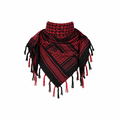 Raymass Premium Black & Red Shemagh Cotton Scarf – Luxury Arabic Keffiyeh for Men & Women