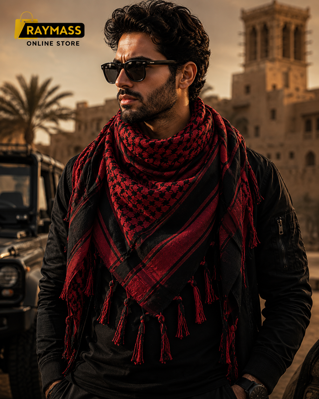 Raymass Premium Arabic Shemagh Scarf Collection – 100% Cotton Keffiyeh for Men & Women | Multiple Colors