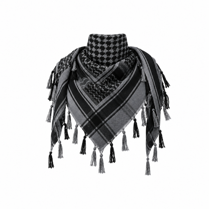 Raymass Premium Black & Grey Shemagh Scarf – Luxury Arabic Keffiyeh for Men & Women
