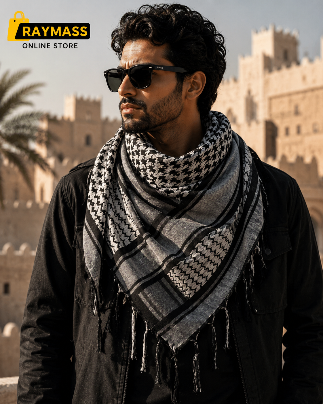 Raymass Premium Arabic Shemagh Scarf Collection – 100% Cotton Keffiyeh for Men & Women | Multiple Colors