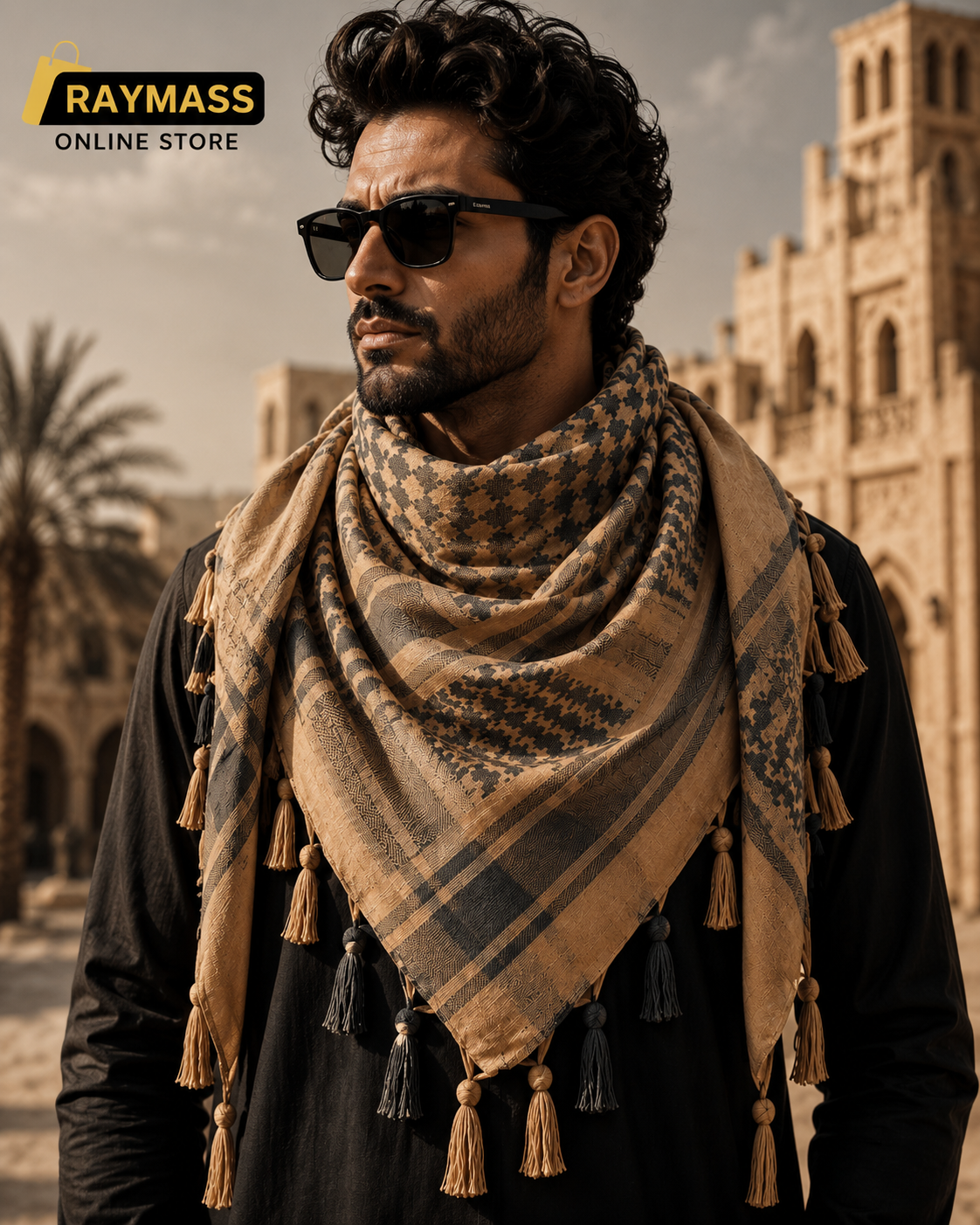 Raymass Premium Arabic Shemagh Scarf Collection – 100% Cotton Keffiyeh for Men & Women | Multiple Colors