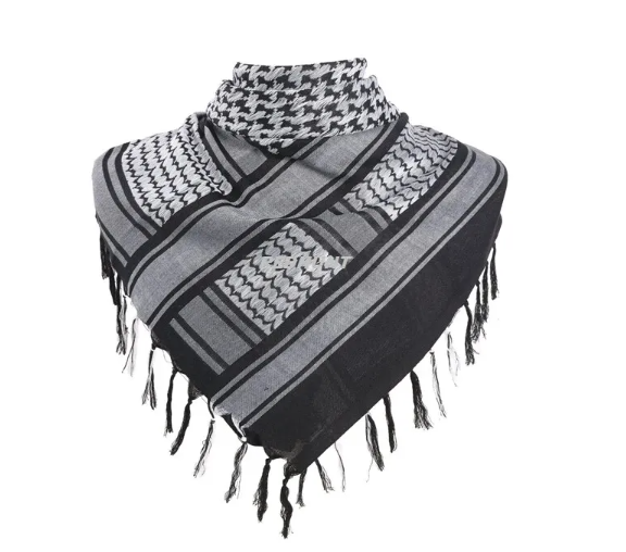 Raymass Premium Black & White Shemagh Scarf – 100% Cotton Luxury Arabic Keffiyeh for Men & Women
